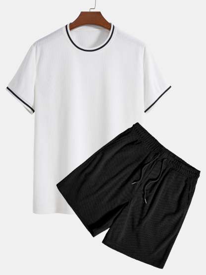 Short Sleeve Stretch Corduroy Ringer T-Shirt & Corduroy Shorts-Mitchell Shoes