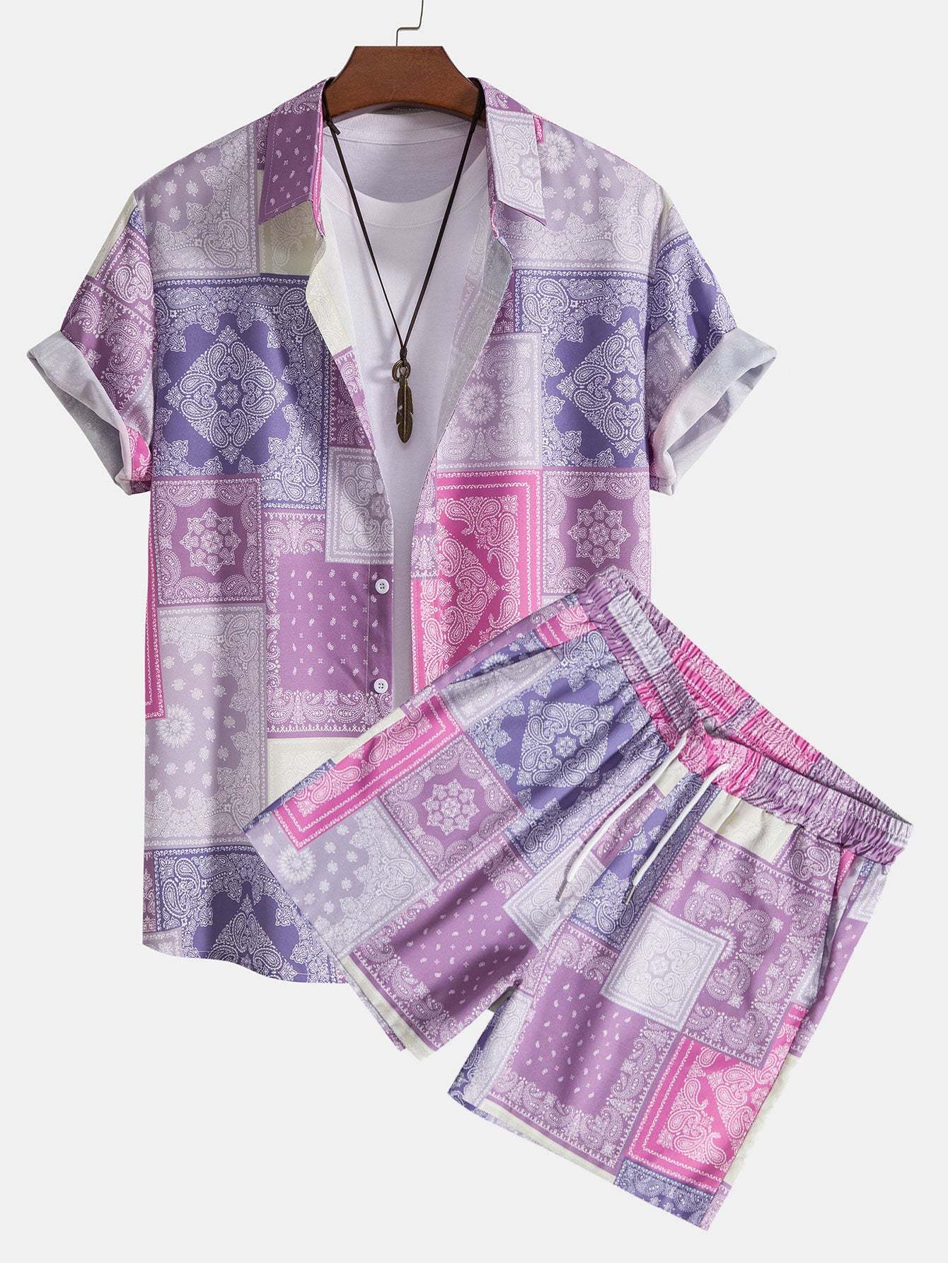 Paisley Patchwork Print Shirt & Shorts-Mitchell Shoes