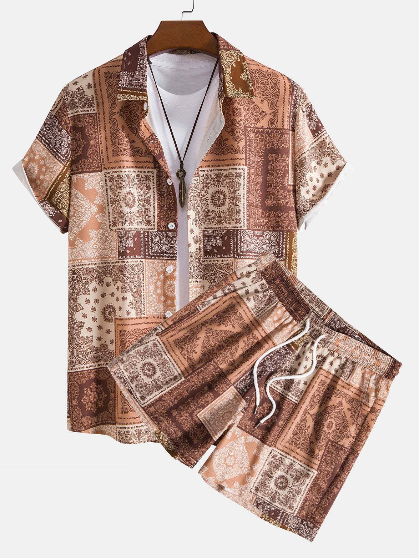 Paisley Patchwork Print Shirt & Shorts-Mitchell Shoes