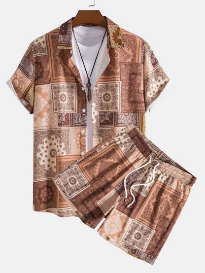 Paisley Patchwork Print Shirt & Shorts-Mitchell Shoes