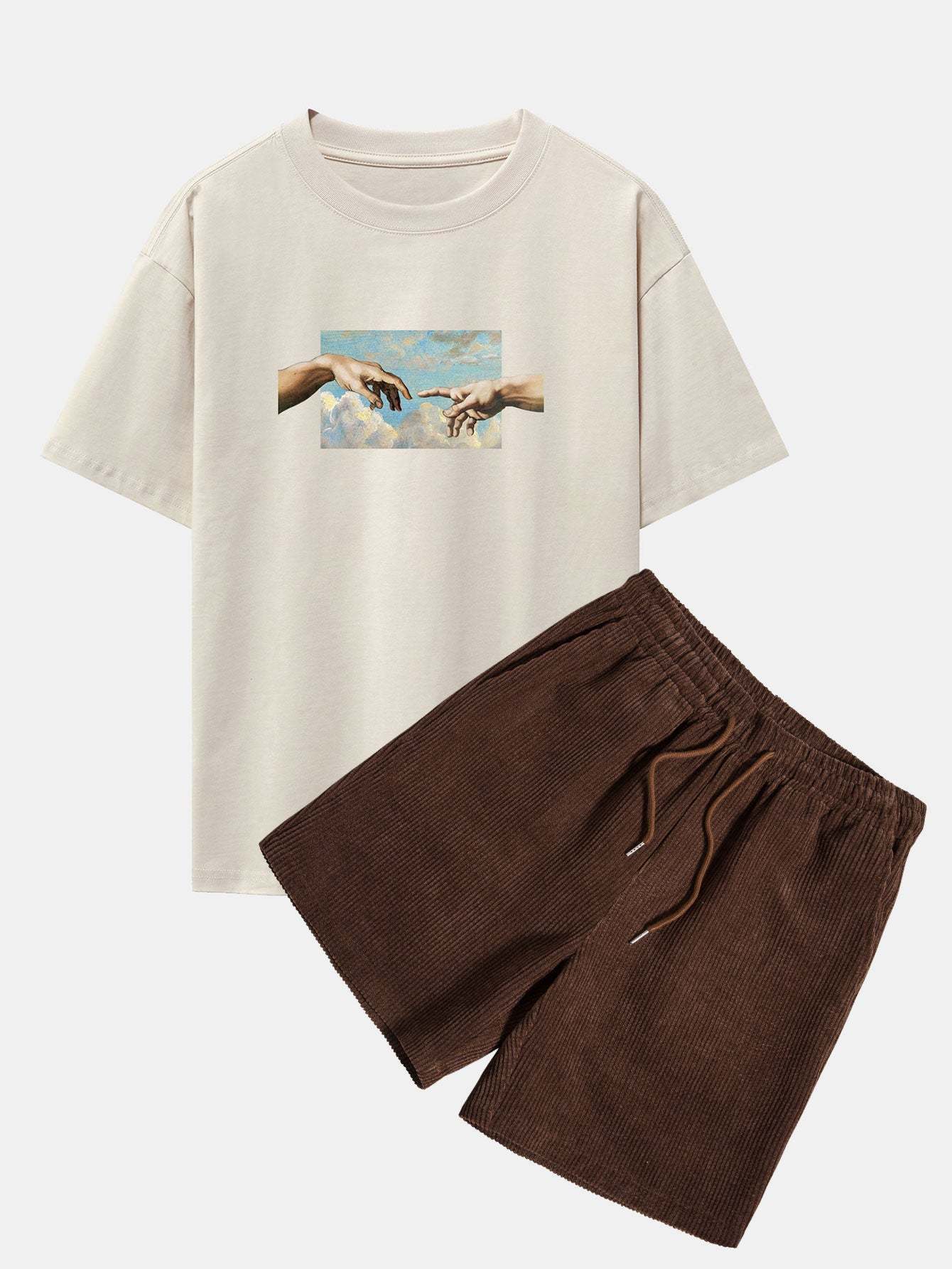 Create Adam Print Heavy Weight Oversize T-Shirt & Corduroy Shorts-Mitchell Shoes