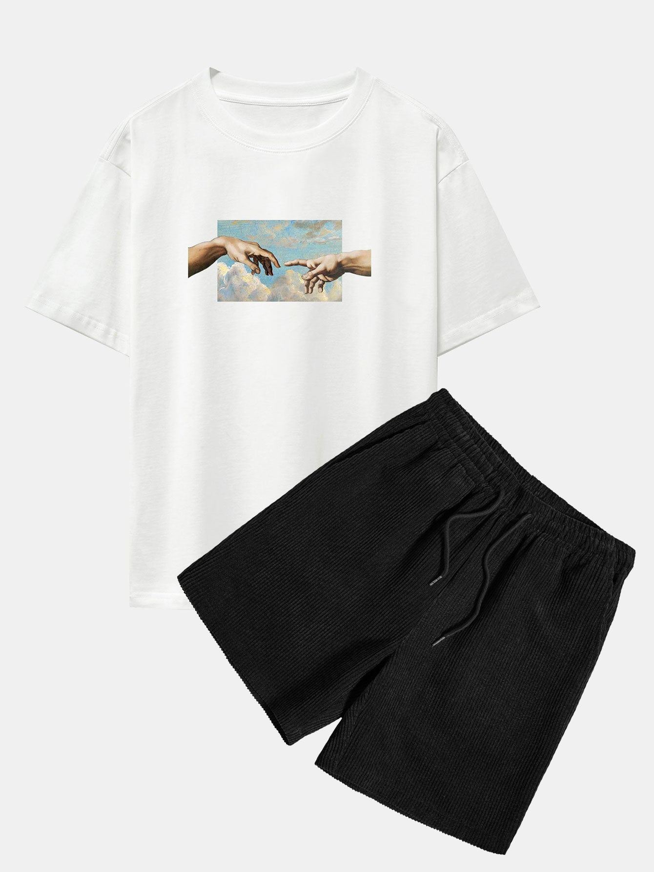 Create Adam Print Heavy Weight Oversize T-Shirt & Corduroy Shorts-Mitchell Shoes