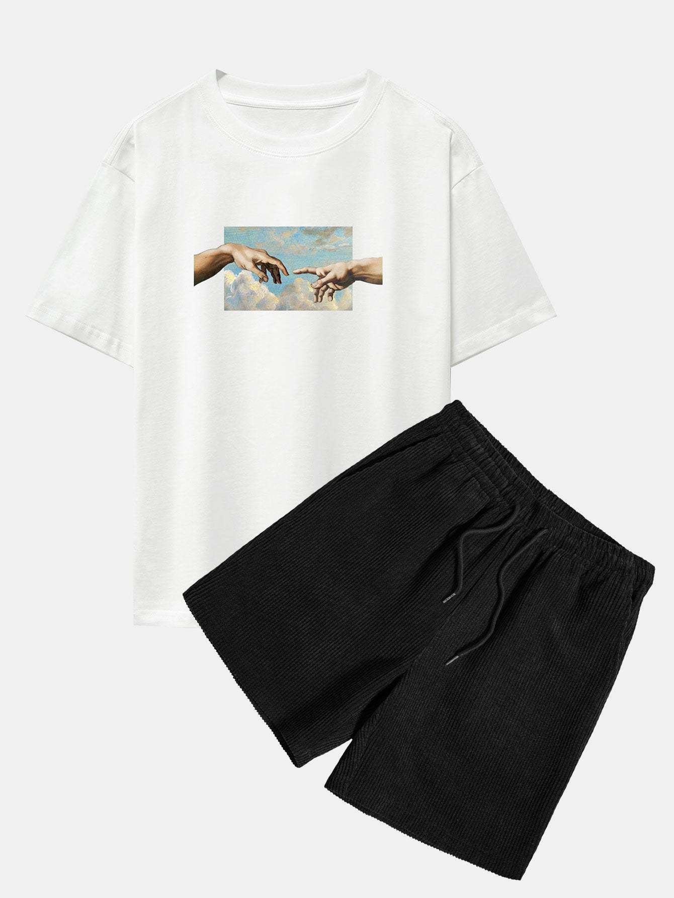 Create Adam Print Heavy Weight Oversize T-Shirt & Corduroy Shorts-Mitchell Shoes