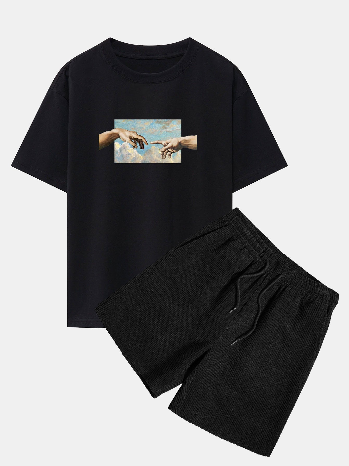Create Adam Print Heavy Weight Oversize T-Shirt & Corduroy Shorts-Mitchell Shoes