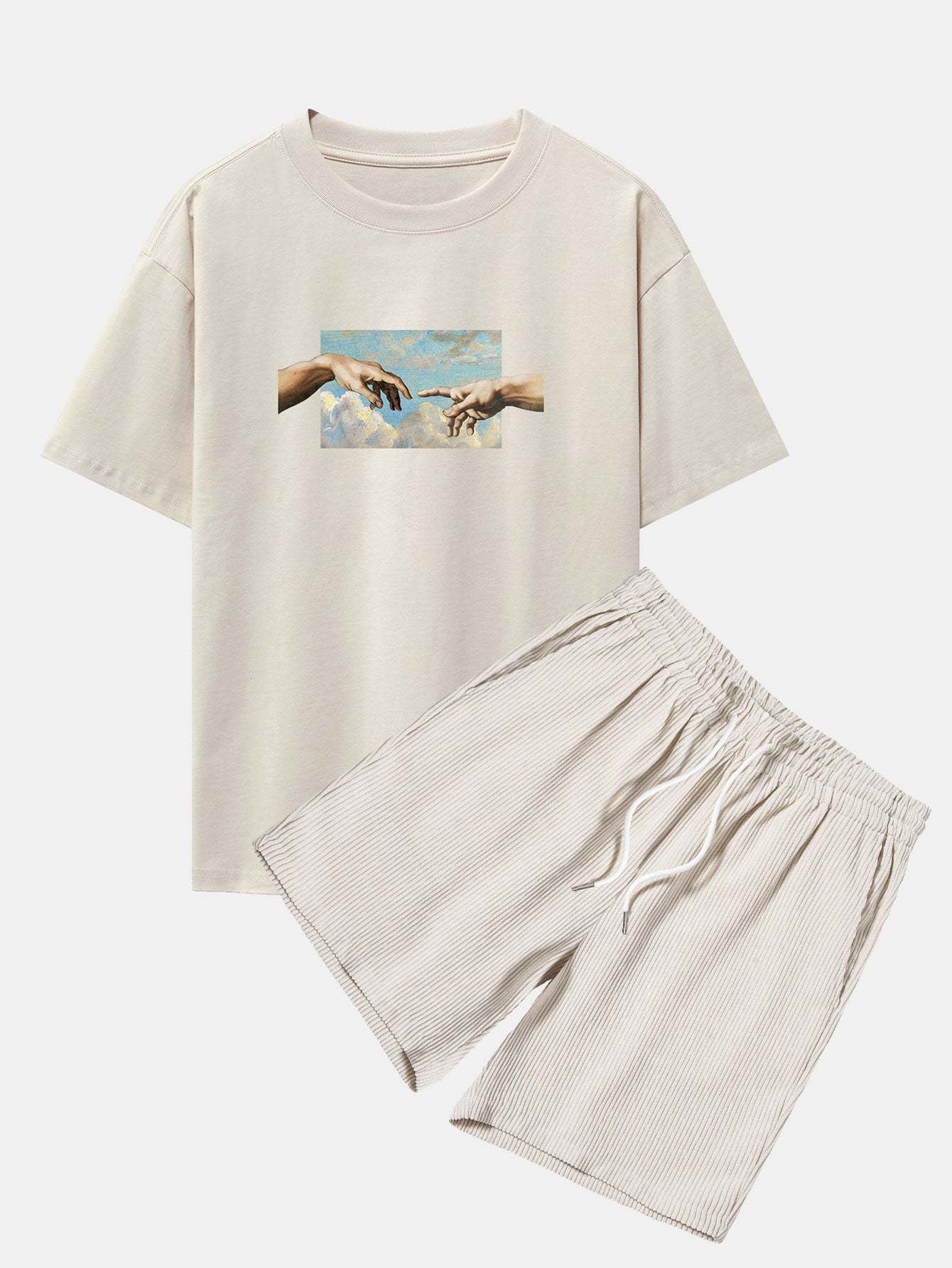 Create Adam Print Heavy Weight Oversize T-Shirt & Corduroy Shorts-Mitchell Shoes
