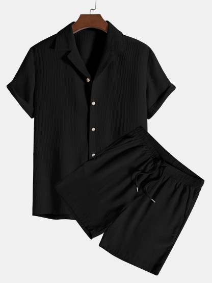 Waffle Revere Collar Shirt & Shorts-Mitchell Shoes