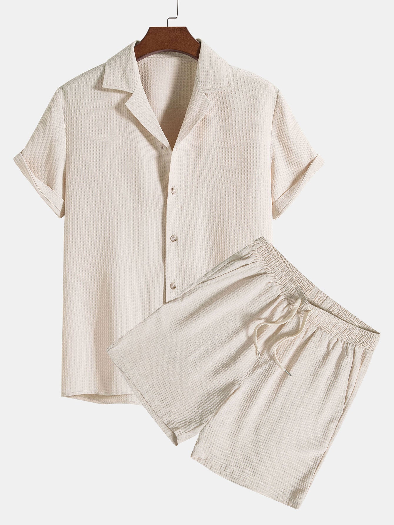 Waffle Revere Collar Shirt & Shorts-Mitchell Shoes