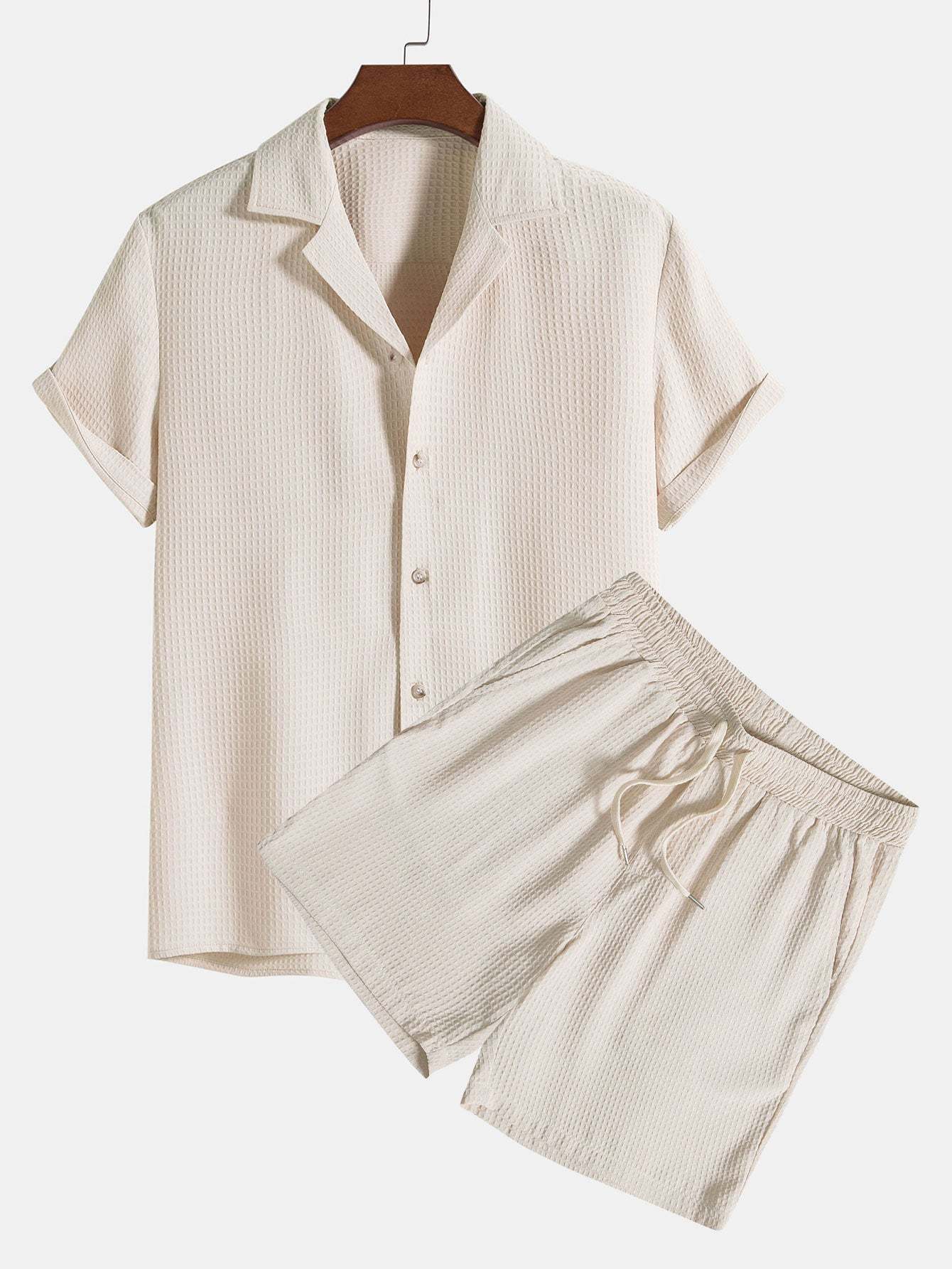 Waffle Revere Collar Shirt & Shorts-Mitchell Shoes