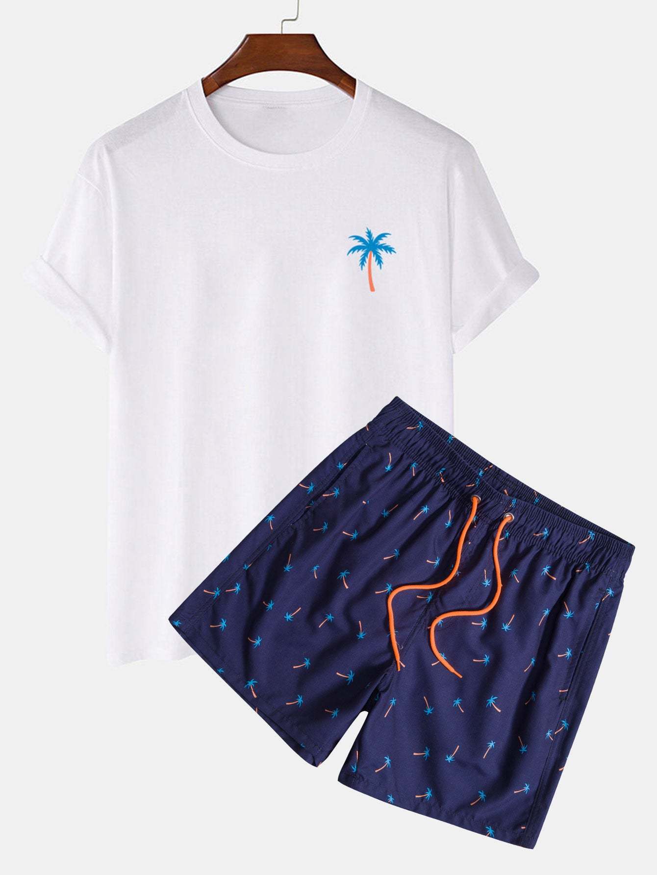 Palm Tree Print T-Shirt & Swim Shorts-Mitchell Shoes