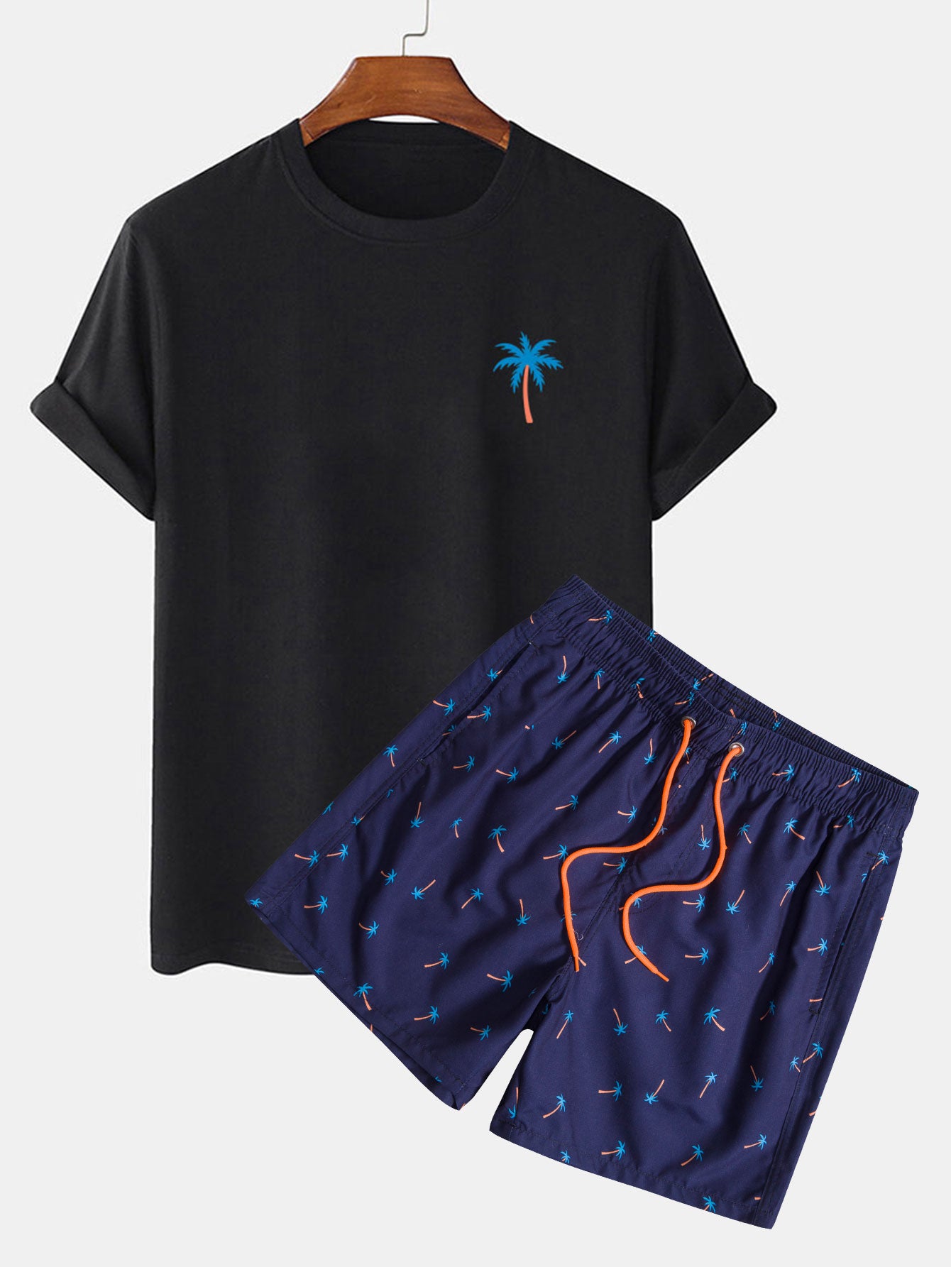Palm Tree Print T-Shirt & Swim Shorts-Mitchell Shoes