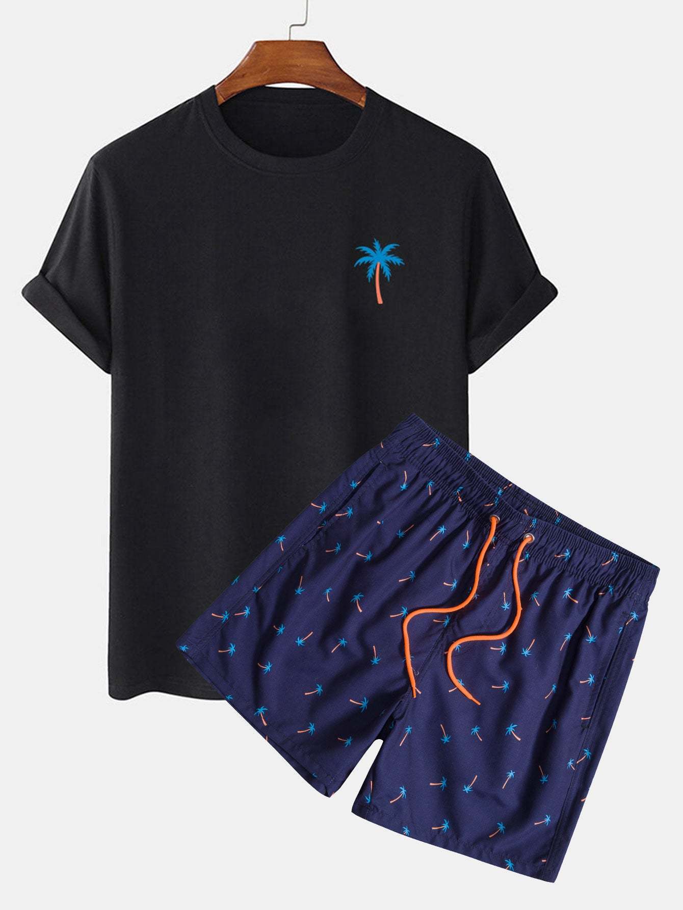 Palm Tree Print T-Shirt & Swim Shorts-Mitchell Shoes