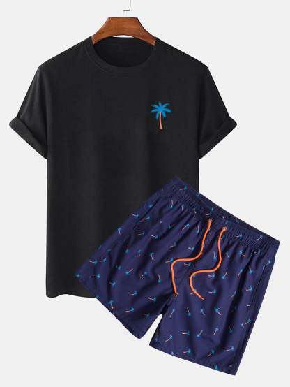 Palm Tree Print T-Shirt & Swim Shorts-Mitchell Shoes