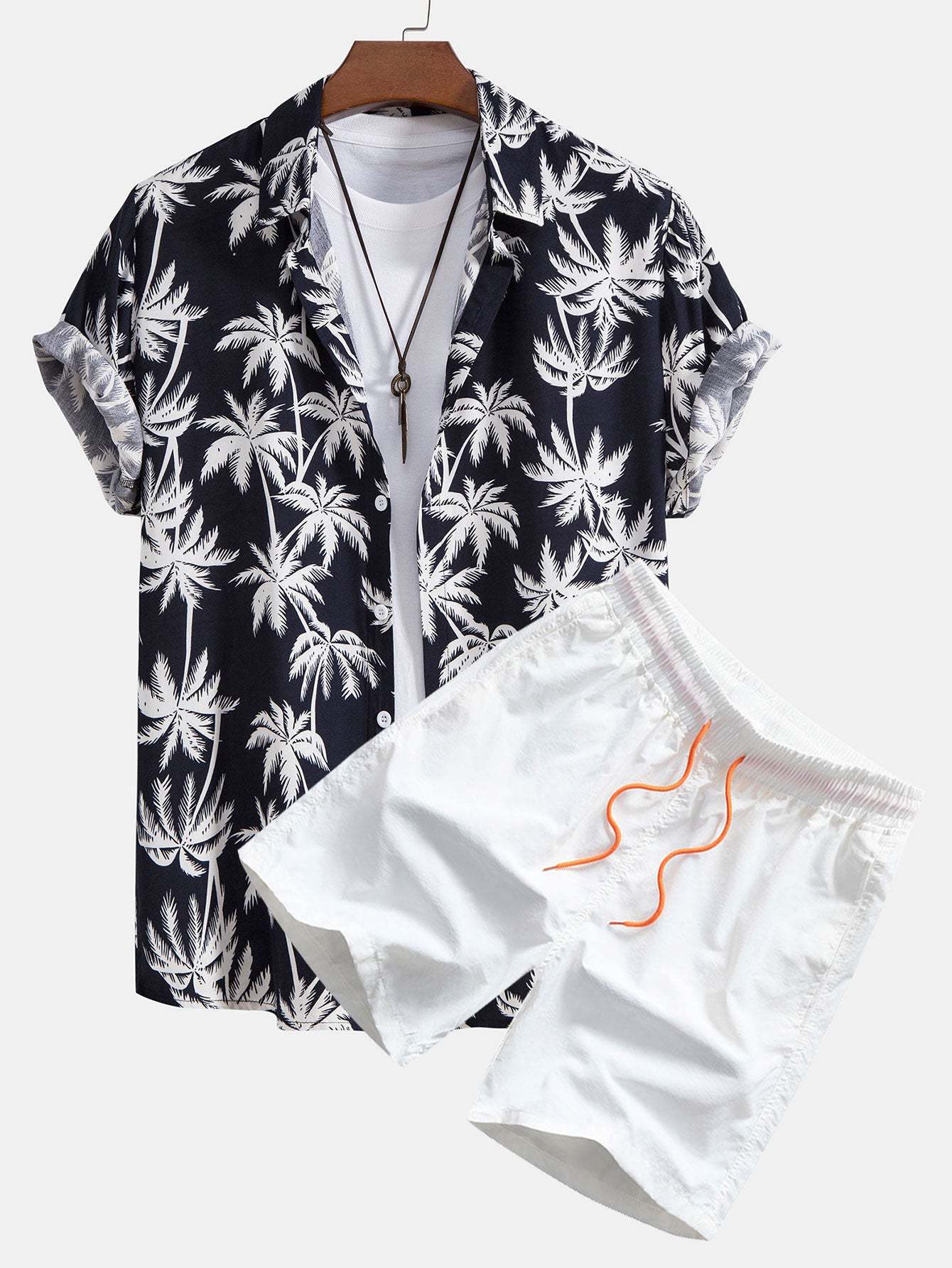 Palm Tree Print Shirt & Swim Shorts-Mitchell Shoes