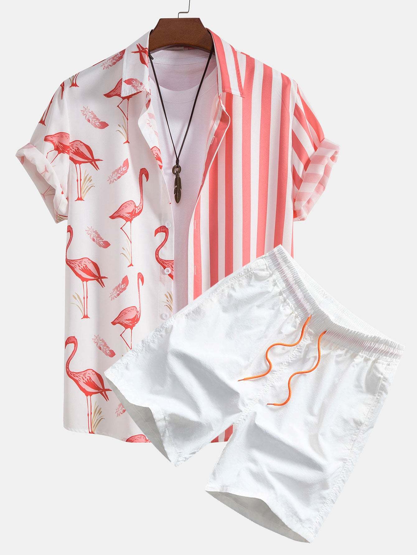 Flamingo Stripe Panel Shirt & Swim Shorts-Mitchell Shoes