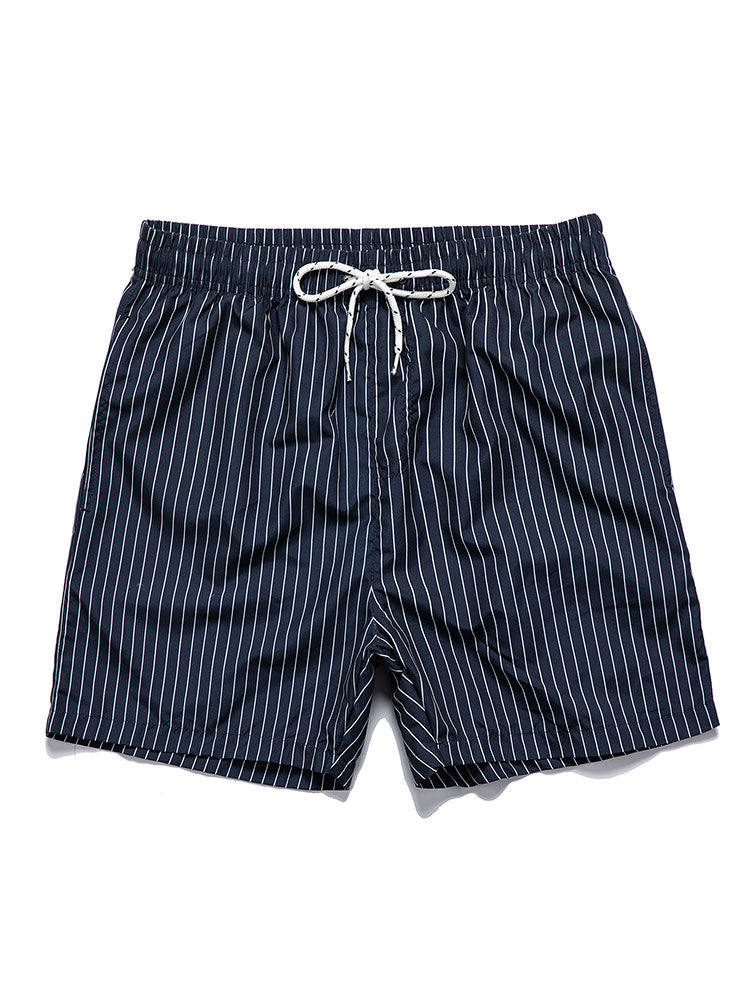 Linen Look Short Sleeve Shirt & Striped Print Swim Shorts-Mitchell Shoes