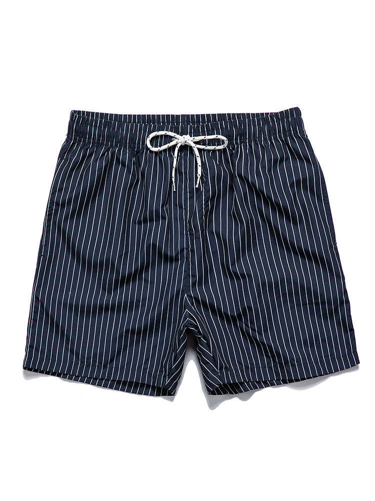 Linen Look Short Sleeve Shirt & Striped Print Swim Shorts-Mitchell Shoes