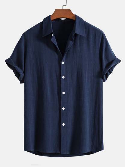 Linen Rayon Blend Button Up Shirt & Linen Cotton Blend Drawstring Shorts-Mitchell Shoes