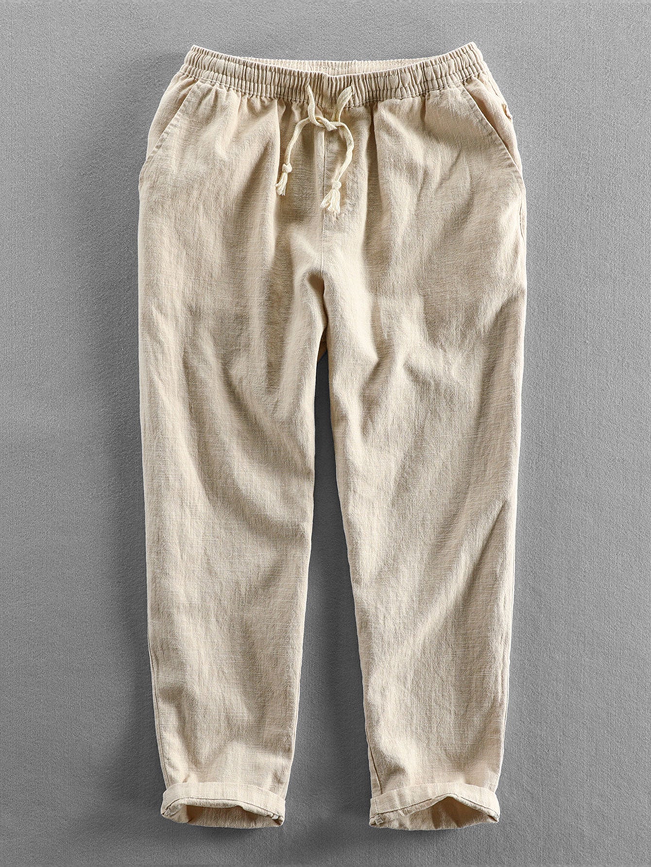 Palm Tree Print Button Up Shirt & Linen Cotton Blend Cropped Pants-Mitchell Shoes