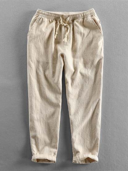 Palm Tree Print Button Up Shirt & Linen Cotton Blend Cropped Pants-Mitchell Shoes