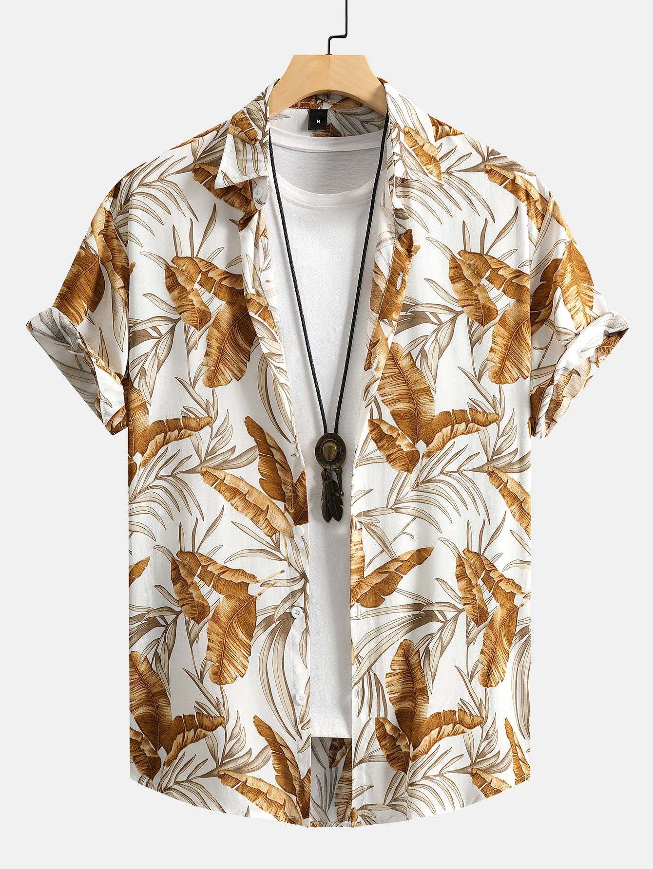 Viscose Tropical Print Button Up Shirt & Textured Cotton 5" Shorts-Mitchell Shoes