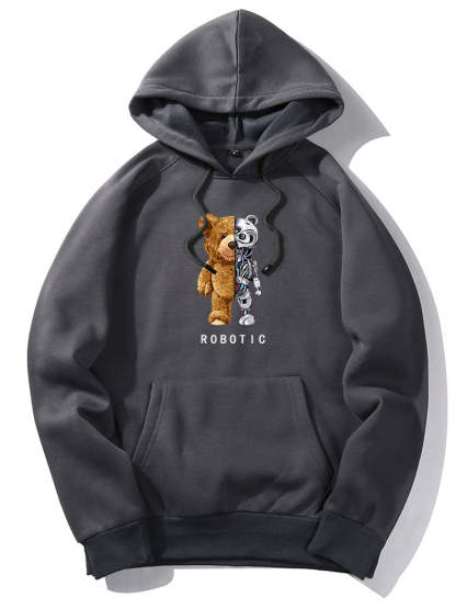 Robot Bear Graphic Hoodies & Jogger Pants-Mitchell Shoes
