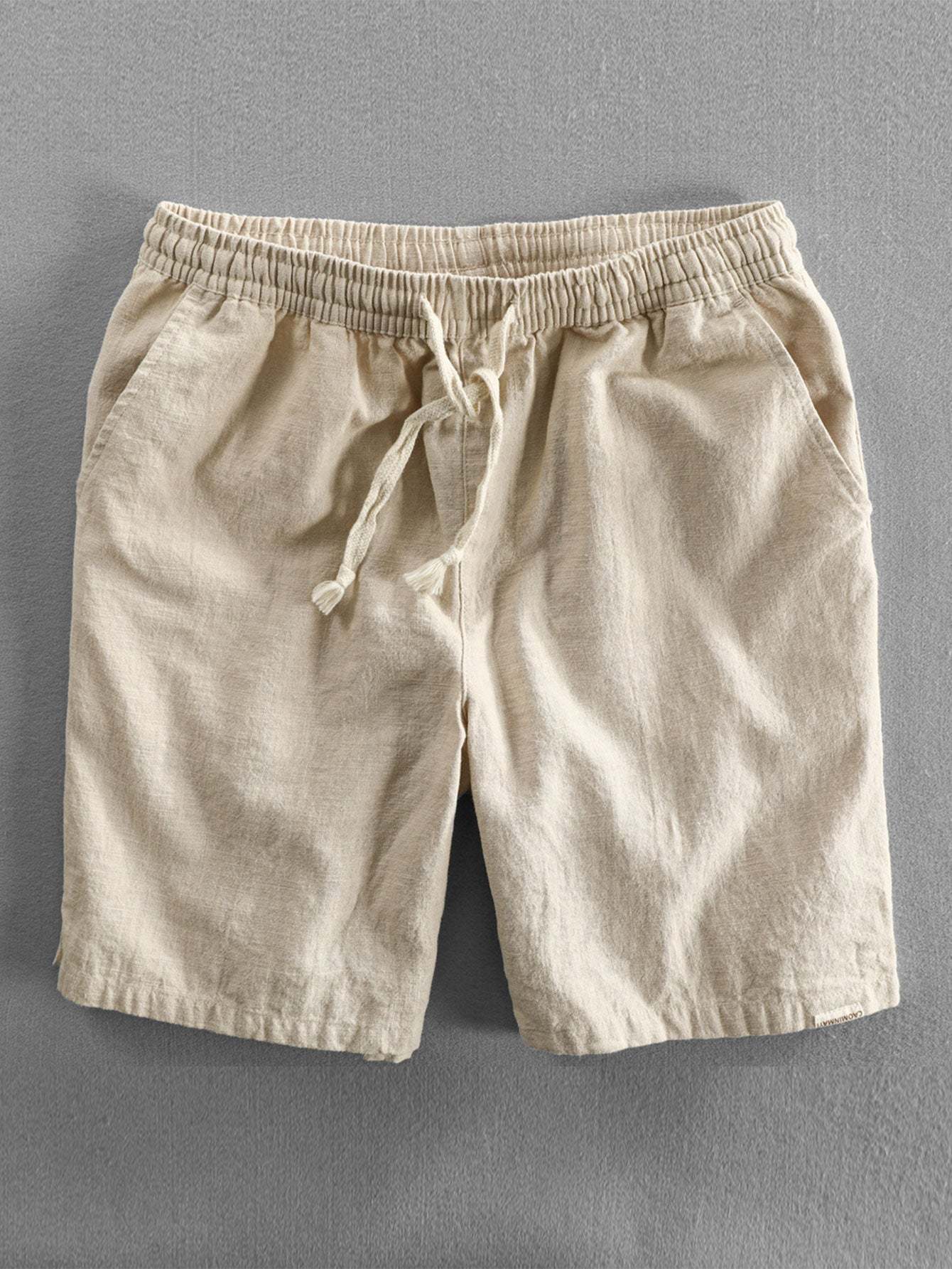 Linen And Rayon Blend Stand Collar Shirt & Linen Cotton Blend Drawstring Shorts-Mitchell Shoes