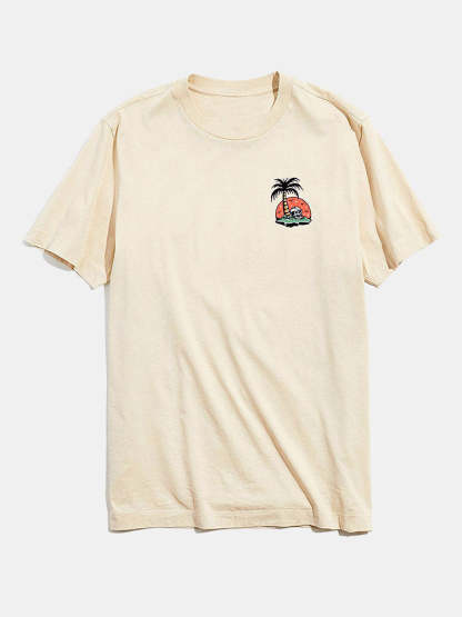 Skeleton On Vacation Graphic T-Shirts & Palm Tree Print Swim Shorts-Mitchell Shoes