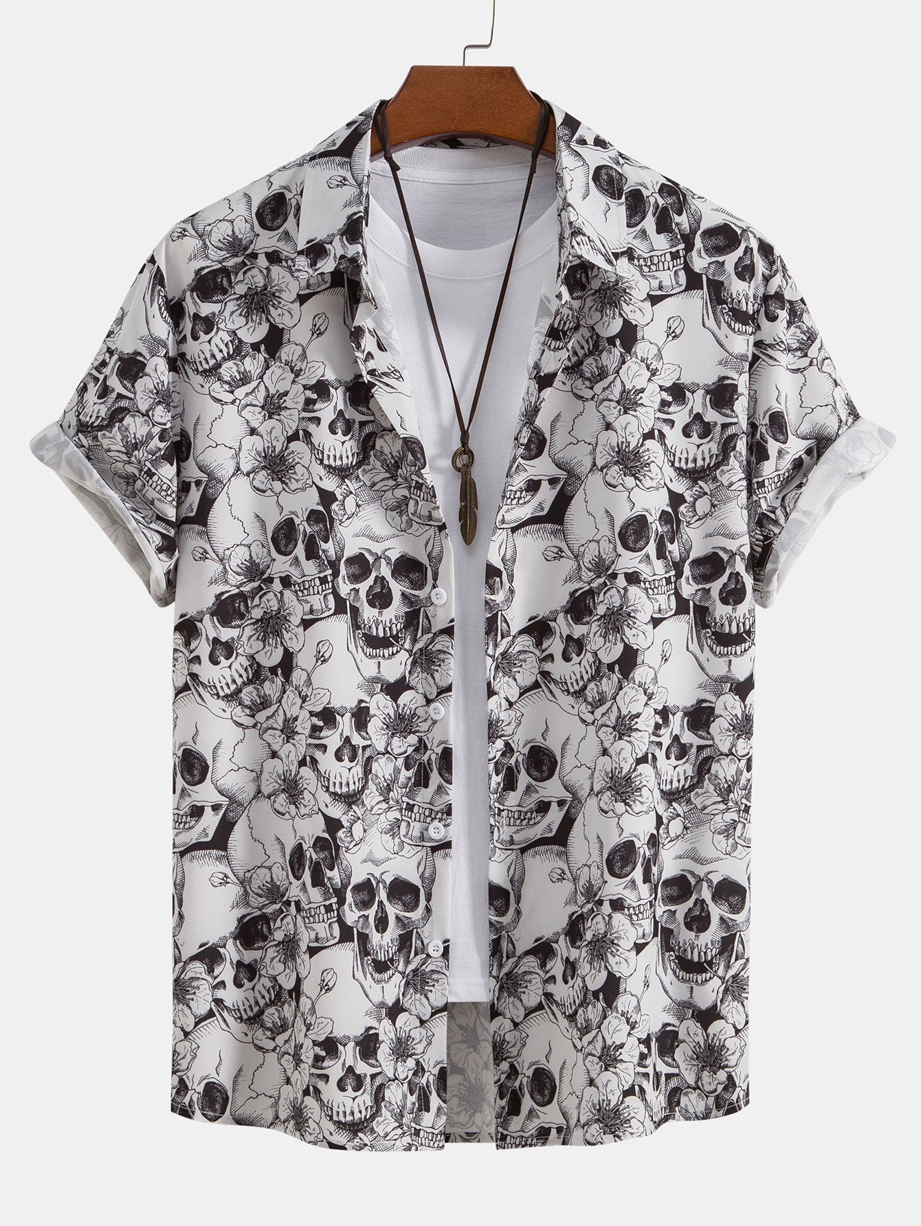 Skull Print Button Up Shirt-Mitchell Shoes