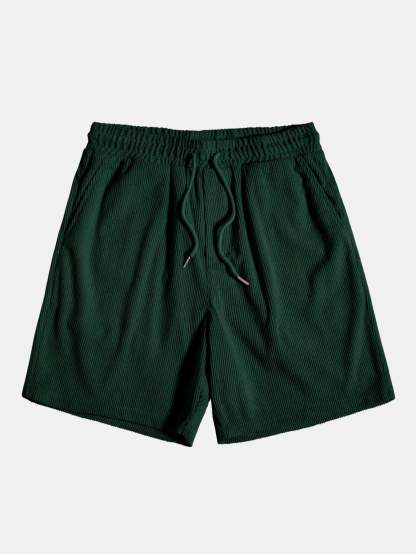Long Sleeve Polo Collar Corduroy Shirt & Shorts-Mitchell Shoes