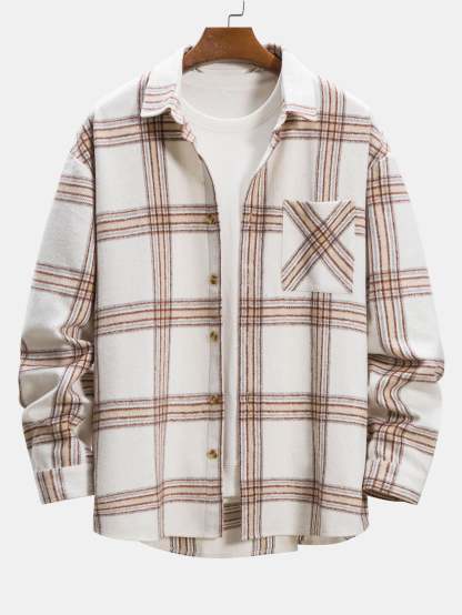 Flannel Plaid Overshirt With Pocket-Mitchell Shoes