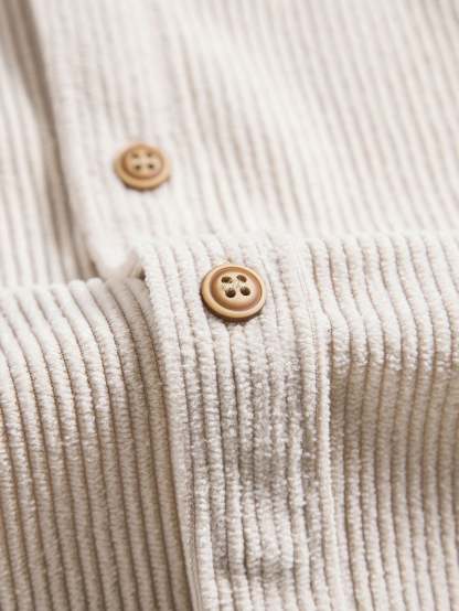 Corduroy Button Up Short Sleeved Shirt & Straight Leg Corduroy Pants-Mitchell Shoes