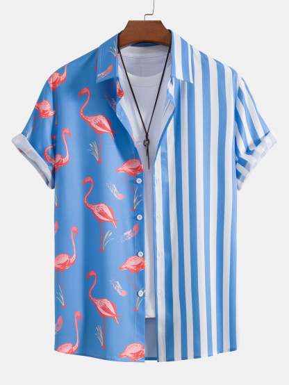 Flamingo Stripe Panel Shirt & Swim Shorts-Mitchell Shoes