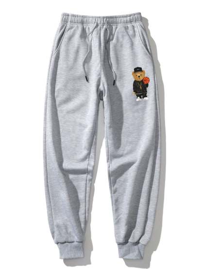 Basketball Bear Print Hoodie & Jogger Pants-Mitchell Shoes
