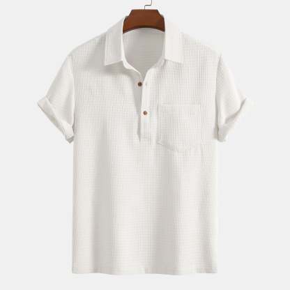 Waffle Polo Collar Shirt With Pocket-Mitchell Shoes