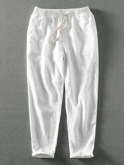 Linen Cotton Blend Cropped Pants-Mitchell Shoes