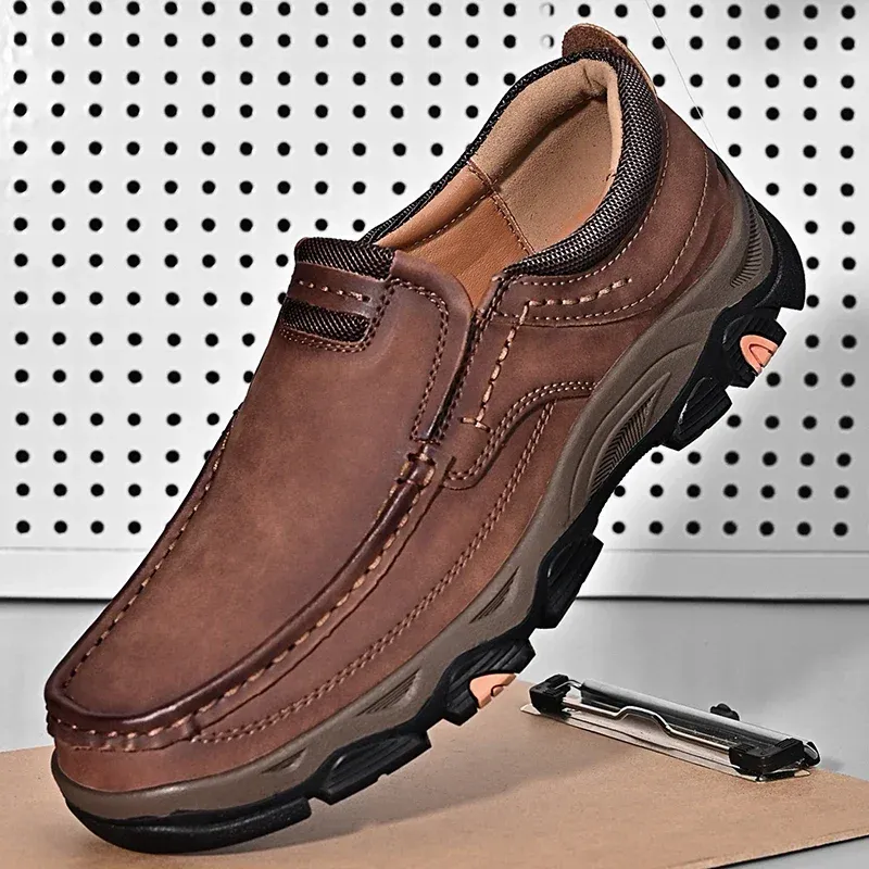 Men's Leather Casual Walking Outdoor Shoes