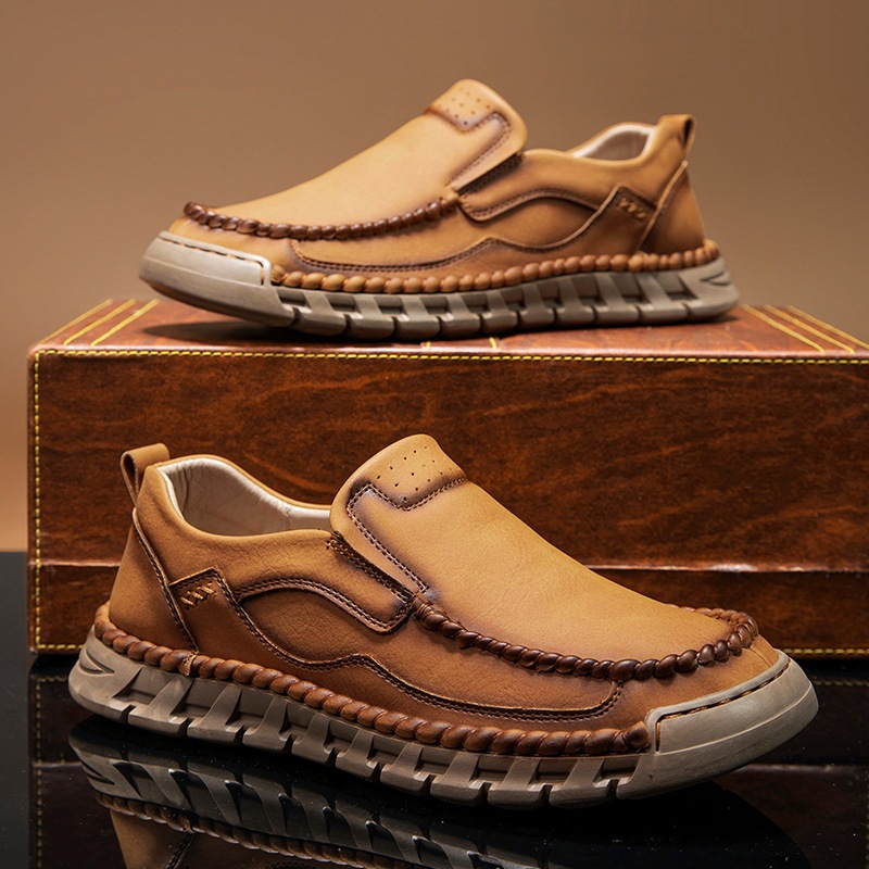 Men's Handmade Leather Non-Slip Walking Shoes
