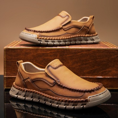 Men's Handmade Leather Non-Slip Walking Shoes