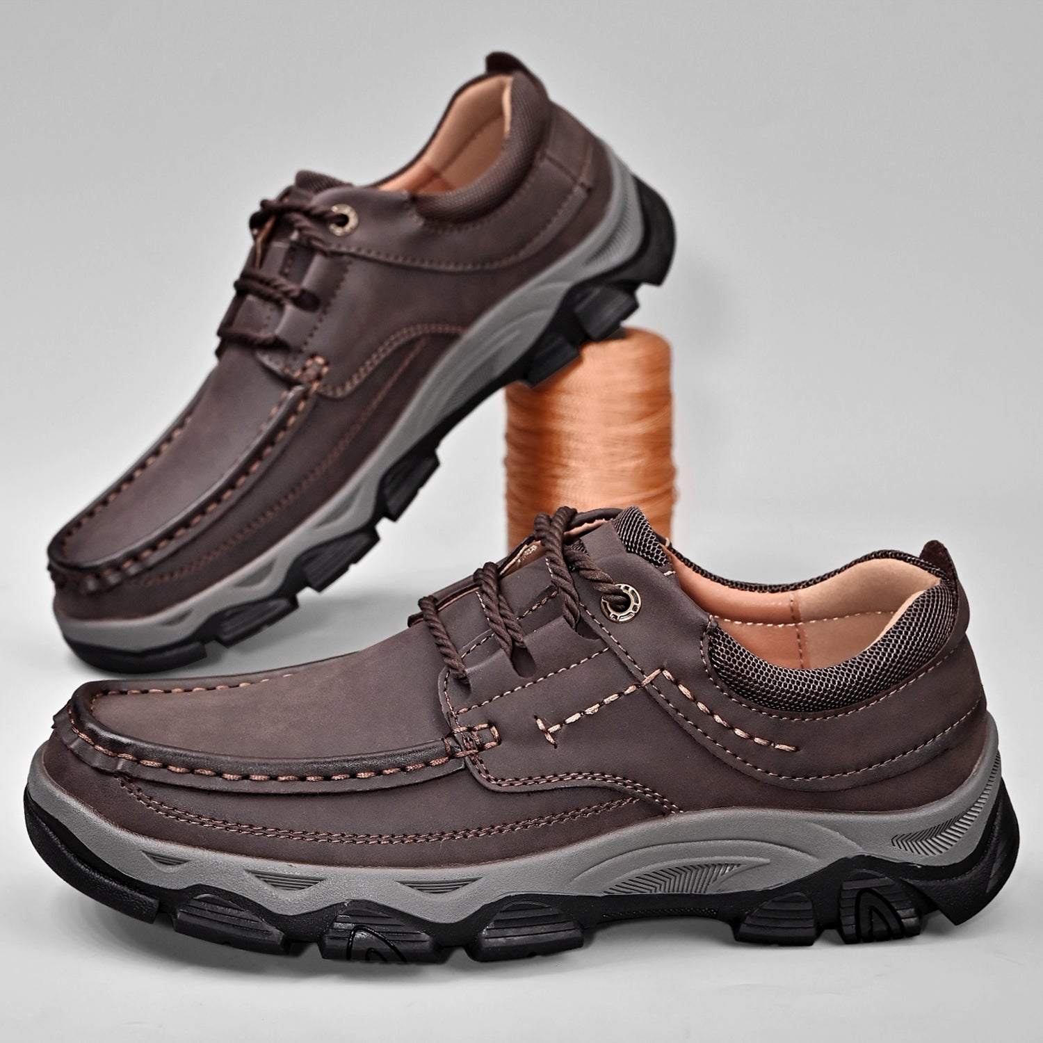 Men's Lace Leather Casual Walking Outdoor Shoes