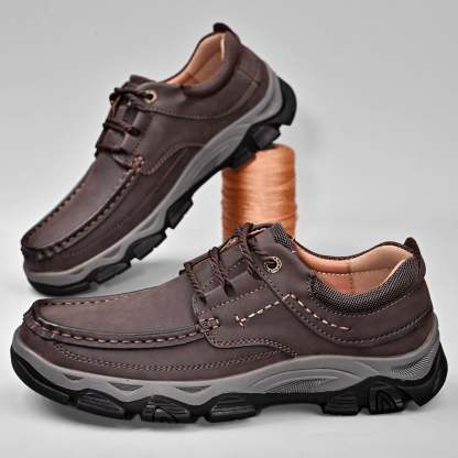 Men's Lace Leather Casual Walking Outdoor Shoes