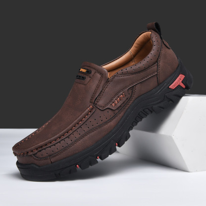 Mitchell Shoes Men's Non-slip Walking Leather Lightweight Breathable Casual Loafers