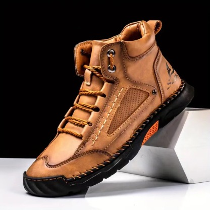 Men's hand-stitched leather lace-up shoes
