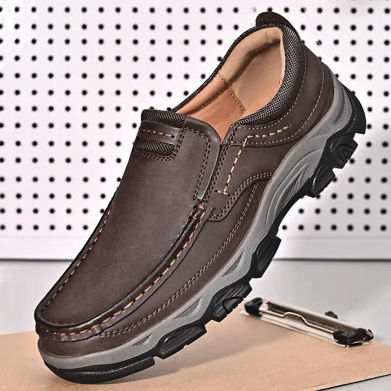 Men's Leather Casual Walking Outdoor Shoes