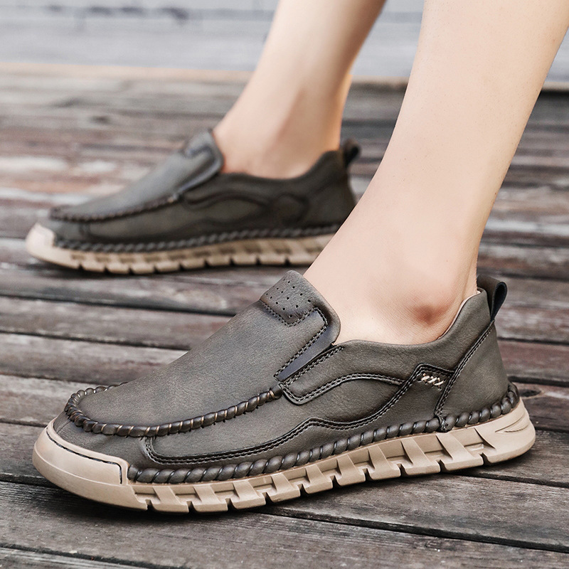 Men's Handmade Leather Non-Slip Walking Shoes