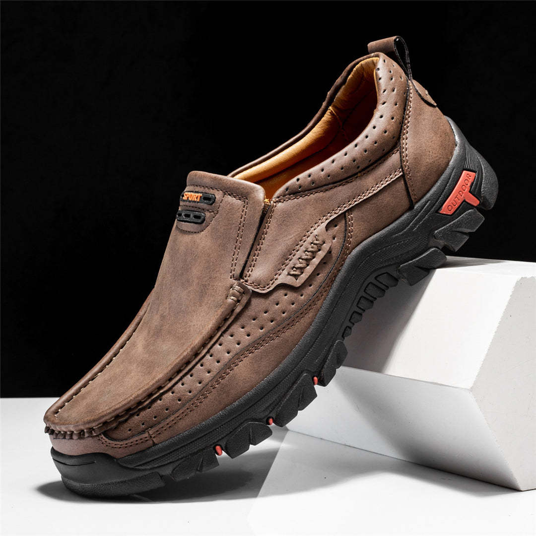 Mitchell Shoes Men's Non-slip Walking Leather Lightweight Breathable Casual Loafers