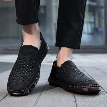 Men's Handmade Cowhide Upper Loafers 