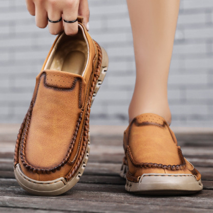Men's Handmade Leather Non-Slip Walking Shoes