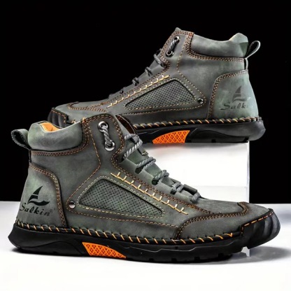Men's hand-stitched leather lace-up shoes