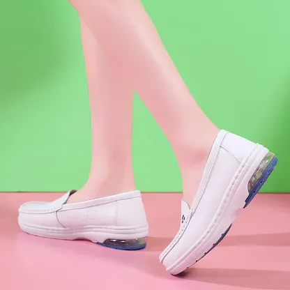 Women Nurse White Leather Slip Shoes