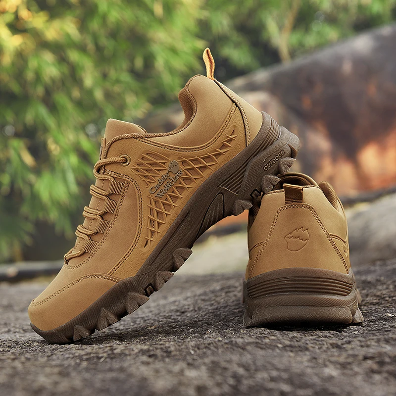 Men's Leather Hiking Slip Resistant Oxford Sole Sneakers